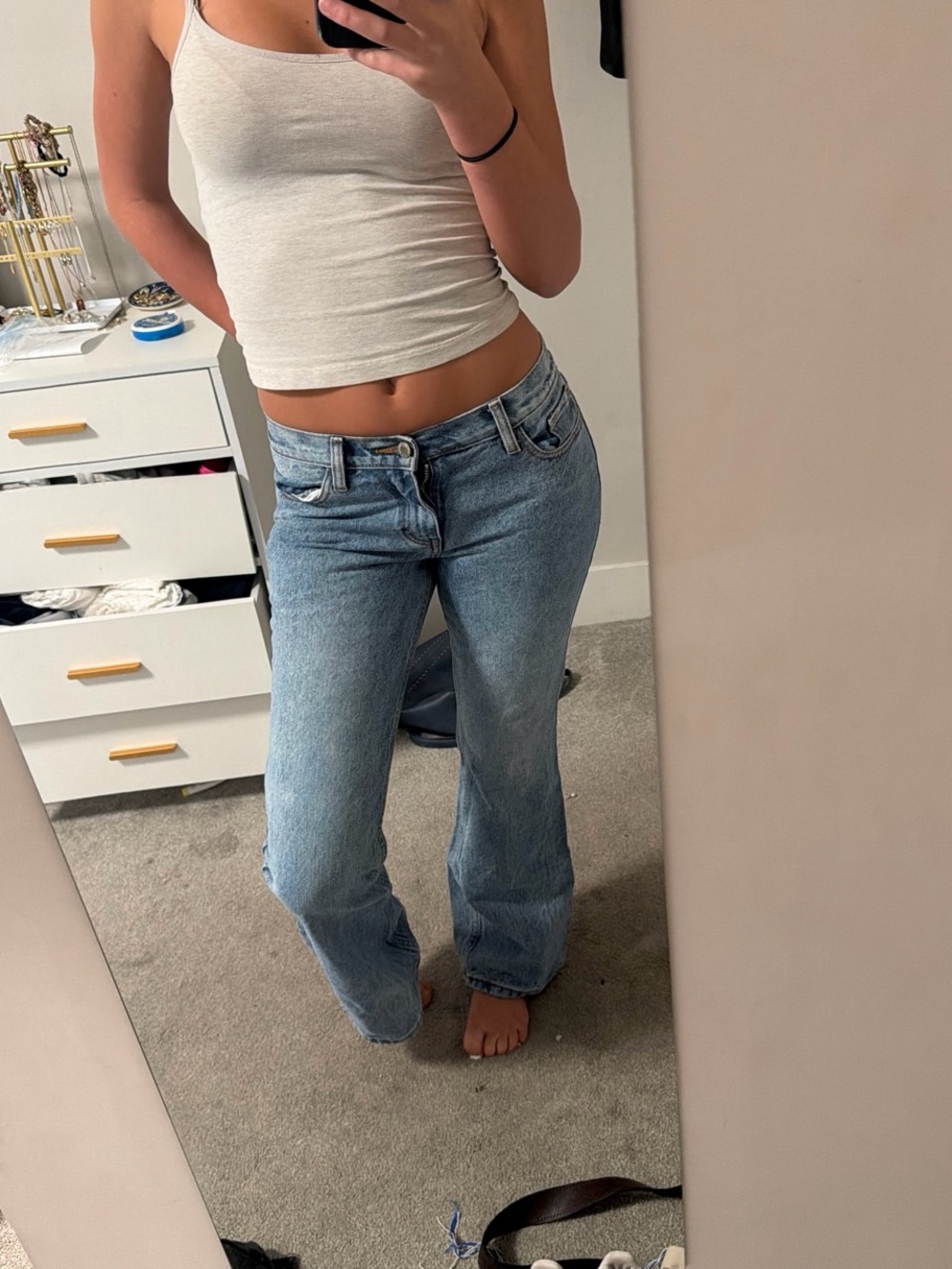 Brandy Melville Light Blue Flared Jeans. Super cute but to tight on me